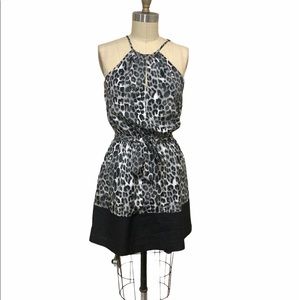 0506 Express leopard black dress sz S